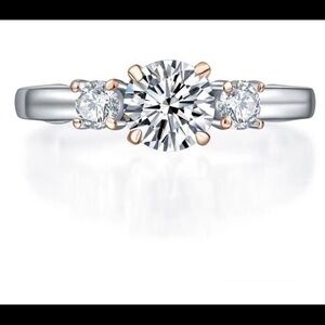 New .925 Three Diamond Ring, Size 8